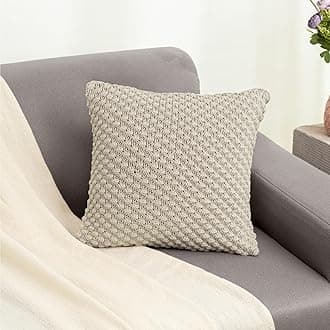 haus & kinder Decorative Embroidered Bubble Pale Whisper Cushion Cover | Knitted Decorative Bubble Knit Cushion Cover for Sofa Living Room | 16'' X 16'' | 100% Cotton 210TC