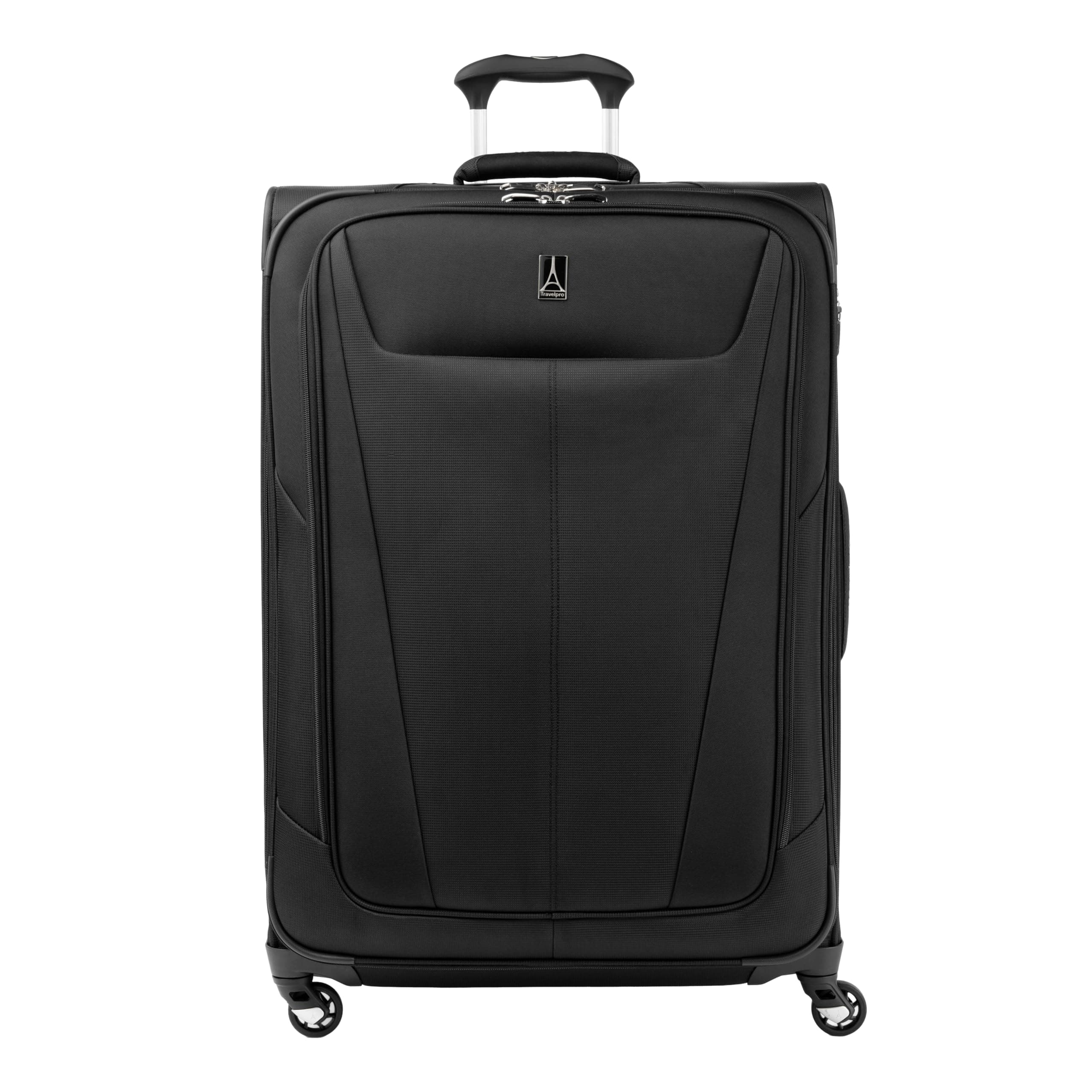 Maxlite 5 Softside Expandable Checked Suitcase with 4 Spinner Wheels, Lightweight Suitcase, Men and Women, Black, Checked Large