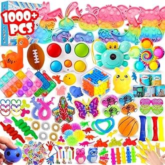 1000Pcs Fidget Toys Pack, Bulk Party Favors for Kids, Stocking Stuffers, Treasure Box Chest, Birthday Party, Classroom Carnival Prizes, Pinata Stuffers, Goodie Bag Stuffers, Stress Relief, Sensory Toy
