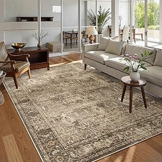 Lahome Margot Vintage 5x7 Washable Brown Rugs for Living Room Bedroom, Soft Dining Room Rugs for Under Table, Non Slip Indoor Throw Carpet for Entryway Kitchen Office (5x7ft,Brown)