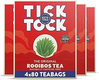 Rooibos Tea - Pack of 4 x 80 Caffeine-Free Tea Bags (320), Naturally Sweet Redbush Tea for Wellbeing & Relaxation - Biodegradable Tea Bags