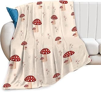 Mushroom Blanket for Girl Women Soft Warm Red Mushroom Stuff Decor Fleece Throw Blanket Plush Cozy Mushroom Lightweight Flannel Gifts Blankets for Adults Kids 80''X60''