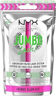 NYX PROFESSIONAL MAKEUP Jumbo Lash! Vegan False Eyelashes Kit with 2-in-1 Eyeliner Adhesive, Up to 12HR Wear, Reusable Fake Lashes - Fringe Glam Kit