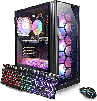 STGAubron Gaming PC Desktop Computer, Intel Core i7 up to 3.9GHz, GeForce GTX 1660 Ti 6G, 32GB RAM, 1TB SSD, WiFi, BT 5.0, RGB Fan x6, Windows 11 Home