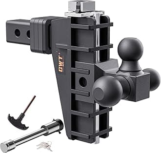 Adjustable Trailer Hitch, Tri-Ball (1-7/8" x 2" x 2-5/16") Drop Hitch, Fits 2-Inch Receiver, 6 Inch Drop Hitch, 17000 LBS GTW-Class 3 Tow Hitch for Heavy Duty Truck, Black, Solid Ball Mount