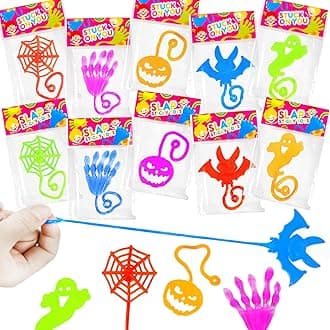 Halloween Toys Gifts Bulk for Kids 100PCS, Sticky Hands Treats Non Candy Party Favors for Toddlers, Bulk Halloween Birthday Basket Goody Bag Stuffer Fillers Classroom Prizes Giveaways Handouts Ideas