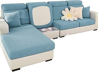 MIFXIN Magic Sofa Cover Couch Cushion Covers Stretch Universal Elastic L Shape Sofa Sectional Cushion Slipcover Chaise Lounge Furniture Protector (Weave Blue, 2-Seater Cushion Cover)