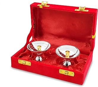 Diya Silver Plated with Red Velvet Gift Box Brass Piyali Dia Pooja Items Diwali Decoration Puja Gifts Handmade Oil Lamp Traditional Indian Deepawali Gift Items