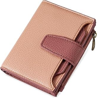 Small Wallet Women RFID Blocking Soft Leather Bifold Compact Card Holder Wallet for Women with Zipper Coin Pocket 4 ID Window