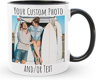 Personalized Coffee Mug | Custom Photo Text or Logo Ceramic Mug | Customized 11 Oz Tea Cup – Unique Gift for Men & Women | Taza Personalizadas Design with Picture and Words | White – Black