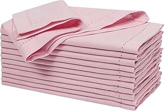 Ramanta Home Pink Cloth Dinner Napkin Set of 12-18x18 Inch, Easter Premium Cotton Linen Flax Hemstitched Napkins for Spring Decor Wedding, Party, Kitchen | Soft Durable Washable for Everyday Use