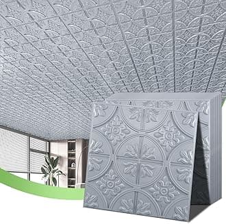 Art3d Drop Ceiling Tiles 2x2, Glue-up Ceiling Panel, Fancy Classic Style in Gray