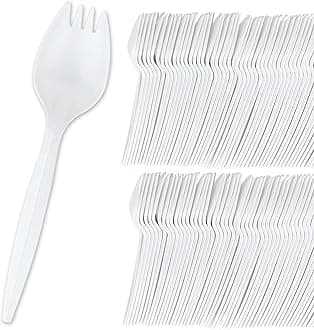 Stock Your Home Medium Weight White Plastic Spork - 100 Pack