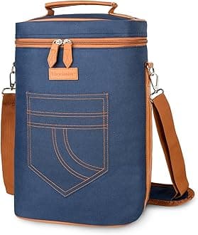 Tirrinia ワインギフトキャリア 4本 - 断熱&パッド入りポータブル万能ワインキャリングクーラートートバッグ、旅行、BYOBレストラン、ワインテイスティング、パーティー、ワイン愛好家へのギフト、ダークブルー