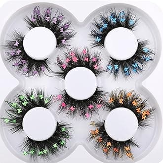 wiwoseo False Eyelashes Wispy Lashes Valentines Festival Styles Dramatic 3D Effect Butterfly Colorful Decorative Fake Eyelashes for New Year Cosplay Party Stage