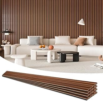 Art3d 94.5" x 7.9" Acoustic Slat Wood Wall and Ceiling Panels, 4 Pieces, Fluted Modern Sound Absorbing Panels, Dark Walnut