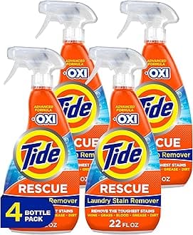 Laundry Stain Remover with Oxi, Rescue Clothes, Upholstery, Carpet and more from Tough Stains, Stain Treater, 22 Fl Oz (Pack of 4)