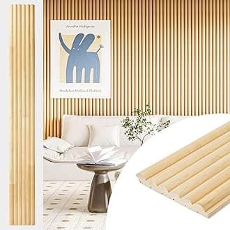 Art3d 4 Pcs Real Wood Wall Panels for Interior Wall Decor | Natural Wood Wood Panels Wall Easy Installation DIY Entryway Living Room Bedroom Home Store - Length 180cm Width 14.5cm Model Number 306