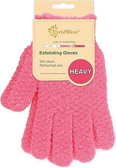Evridwear Exfoliating Glove Shower Gloves Exfoliate Dead Skin for Dry Sensitive Skin No Irritation with Hanging Loop