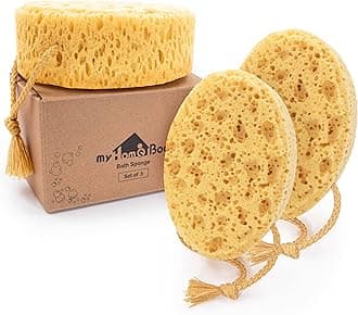 myHomeBody Premium Bath Sponge, Foam Loofah Sponge, Body Sponge for Shower - Large Size, Lots of Lather, Oval, 3 Pack