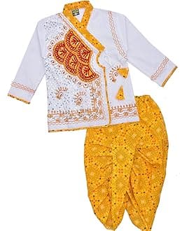 PK HUBBoys Traditional Full Sleeve Rajasthani Angrakha Dress with Dhoti for Boys/Kids 100% Cotton