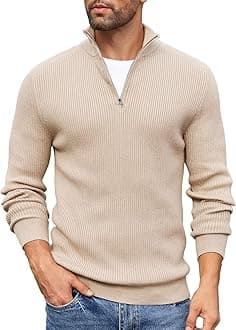 DENIMHOLIC Men High Neck Zipper Full Sleeve Cotton Knitted Winter Sweater for Man