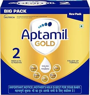 Gold Infant Formula Milk Powder for Babies - Stage 2 (6-12 Months) - with Prebiotics and DHA - 1.2 kgs - Large Pack