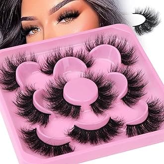 Focipeysa 3D Mink Lashes Fluffy False Eyelashes Dramatic Lashes Mink Strip Lashes Round Shaped and Fluttery Fake Eyelashes 18mm Length Reusable Lash