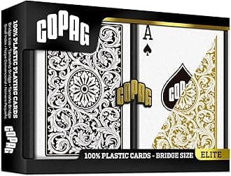 Elite Plastic Playing Cards, Bridge Size, Regular Index, Black & Gold, Double Deck Set