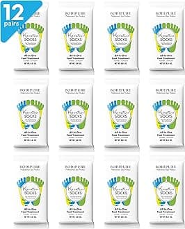 Bodipure All-In-1 Moisturizing Foot Mask, Keratin & Vitamin E Foot Mask for Dry Cracked Feet, Callus & Heel Softening, Easy-to-Use Pedicure Foot Repair, Chemical-free Feet Treatment 12 Pairs