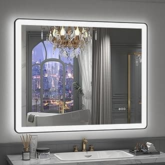 40"x36" LED Lighted Bathroom Mirror for Wall, Dimmable Framed Bathroom Vanity Mirror, Independent Backlit and Front Lights, Anti-Fog, Shatterproof, Memory, ETL Listed