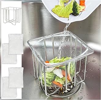 Kitchen Sink Strainer with Sink Basket Holder and 200 Strainer Net Bags,Food Catcher with Drain Filter Mesh Bag,Meshmate Waste Rack Trash Catcher for Leftovers.