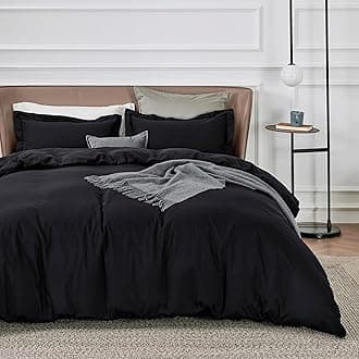 Duvet Cover Queen Size - Soft Double Brushed Bedding Set for Kids & Adults, Zipper Closure, 3 Pieces, Includes 1 Duvet Cover (90"x90") & 2 Pillow Shams, NO Comforter, Black