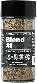 Santa Cruz Paleo, Seasoning Blend #1, All Purpose Spice for Chicken, Salmon, Steak, Shrimp, and Potatoes, Cooking with Garlic, Sea Salt, Rosemary, & Black Pepper, Keto, Gluten Free, 3.5 Oz glass jar