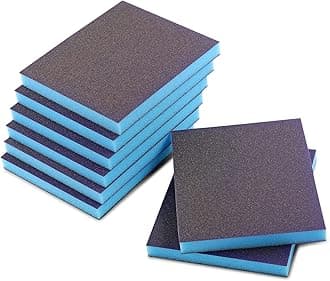 Pack of 8 Sanding Sponge with 180 Grit, Jamiikury Fine Sanding Blocks, Washable and Reusable, Wet Dry Sandpaper Sponge for Wood, Metal, Furniture, Paint and Drywall