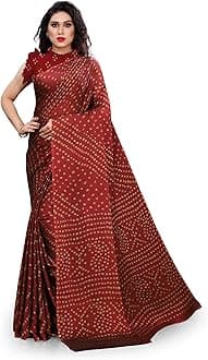 MIRCHI FASHION Women's Designer Chiffon Bandhani Printed Saree with Blouse Piece