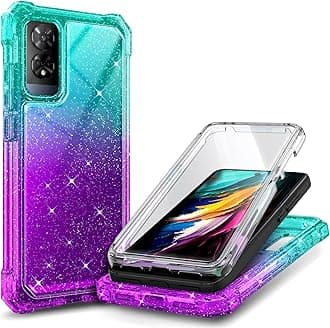 Compatible with TCL 50 XE 5G & TCL 50 XE NXTPAPER 5G Phone Case Glitter Aqua/Purple | Full-Body Protective Shockproof Rugged Bumper Cover with Screen Protector, Raised Corners Drop Protection