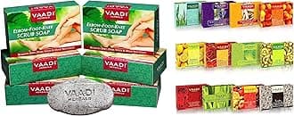 Vaadi Herbals Assorted Luxurious Handmade Herbal Soaps, 75g (Pack of 12) & Vaadi Herbals Elbow Foot Knee Scrub With Almond And Walnut Scrub Soap, 75g (Pack Of 6)