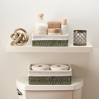 Beautiful Toilet Paper Storage Basket Set of 2 – Decorative Wicker Bathroom Organizer for Toilet Tank Trays - Quality Holder Bin for Shelves Fits Perfectly with Any Bathroom Decor