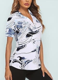 Womens 1/4 Zip Polo Shirts Quick Dry Golf Top Moisture Wicking Athletic Sport Gym Yoga Tennis Running T-Shirts S-2XL