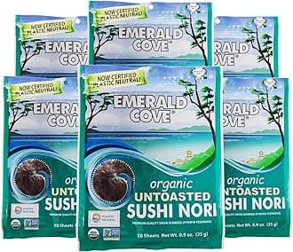 Emerald Cove, Organic Untoasted Nori Sheets Package, 10 Count Sheets, Pacific Nori, 0.9 Oz (Pack of 6)
