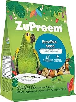 ZuPreem Sensible Seed Bird Food, Amazon, Cockatoo, Macaw, Bird Seed and Pellets Blend, ZuPreem Feed Mixer Topper, Enriching Variety, Made in USA, Macaw Food, (Large, 2 lb bag)