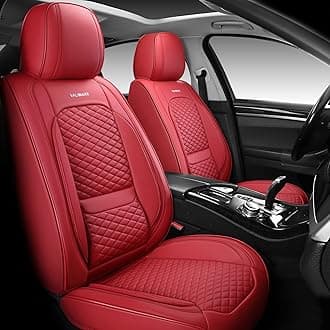 Full Coverage Faux Leather Car Seat Covers Full Set Fit for Cars Trucks Sedans SUVs with Waterproof Leatherette in Auto Interior Accessories (Wine red)