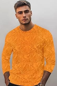 Urbano Fashion Men's Printed Full Sleeve Slim Fit Cotton T-Shirt