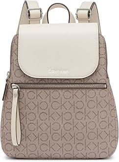 Reyna Signature Key Item Flap Backpack, Almond/Taupe/White, One Size