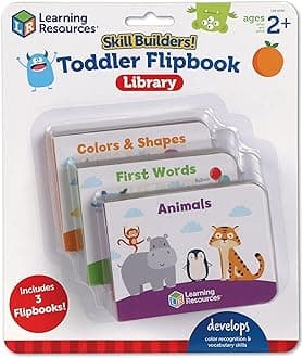Skill Builders! Toddler Flipbook Library - 3 Pieces, Ages 2+, Educational Toys, Toddler Alphabet Activity Books, Homeschool Supplies