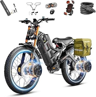 eAhora 2026 Romeo Pro 3 5600W 50Mph High-Torque Ebike, 60V 80Ah 250-Mile Long Range Electric Bike for Adults, Adjustable Air Suspension, 26'' Puncture-Proof Tire, UL 2849 Certified by TÜV