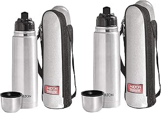 Milton Thermosteel Flip Lid Flask, 1000 milliliters, Silver & Milton Thermosteel Flip Lid Flask, 500 milliliters, Silver
