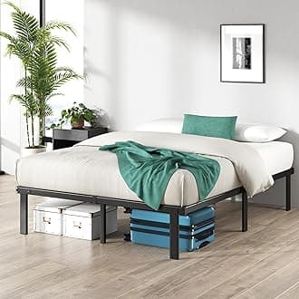 Caleb King Size Bed Frame - 5ft (150 x 200 cm) - 14.2'' Height - Metal Bed Base with Steel Slat Support - Easy Assembly - Black