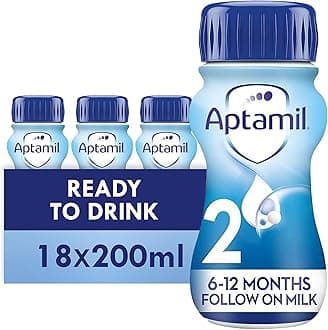 Aptamil 2 Follow On Baby Milk Ready To Use Liquid Formula, White, 6-12 Months, 200 ml, (Pack Of 18)